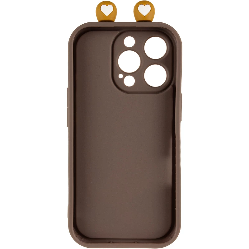 Силіконовий чохол Funny Toys with Ears для Apple iPhone 15 Pro Max (6.7") – Brown. Фото 4 з 6