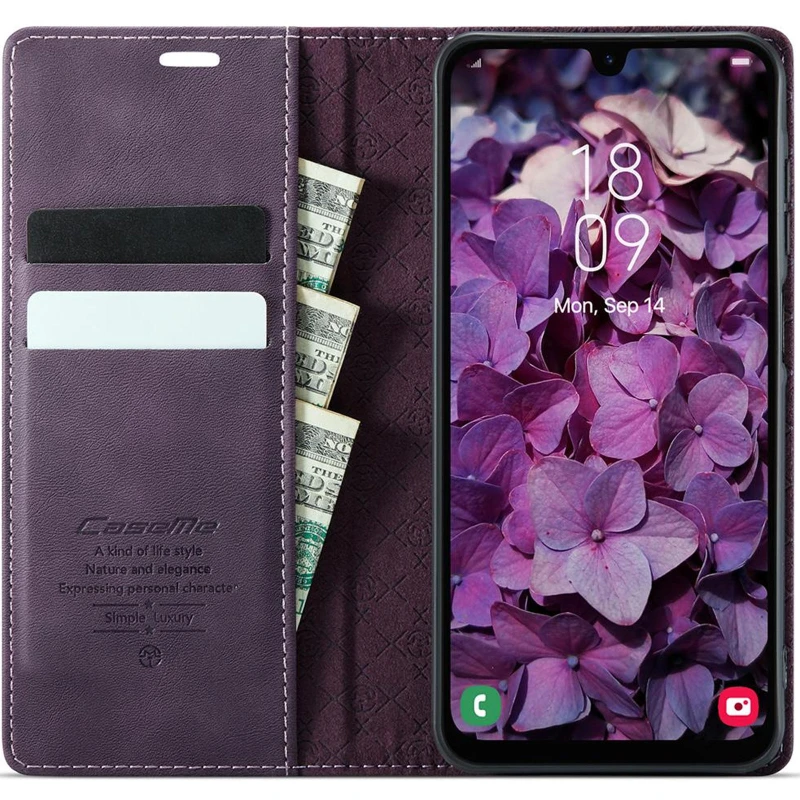 Шкіряний чохол-книжка CaseMe Velvet Matte для Samsung Galaxy A17 4G/5G – Purple. Фото 3 з 5