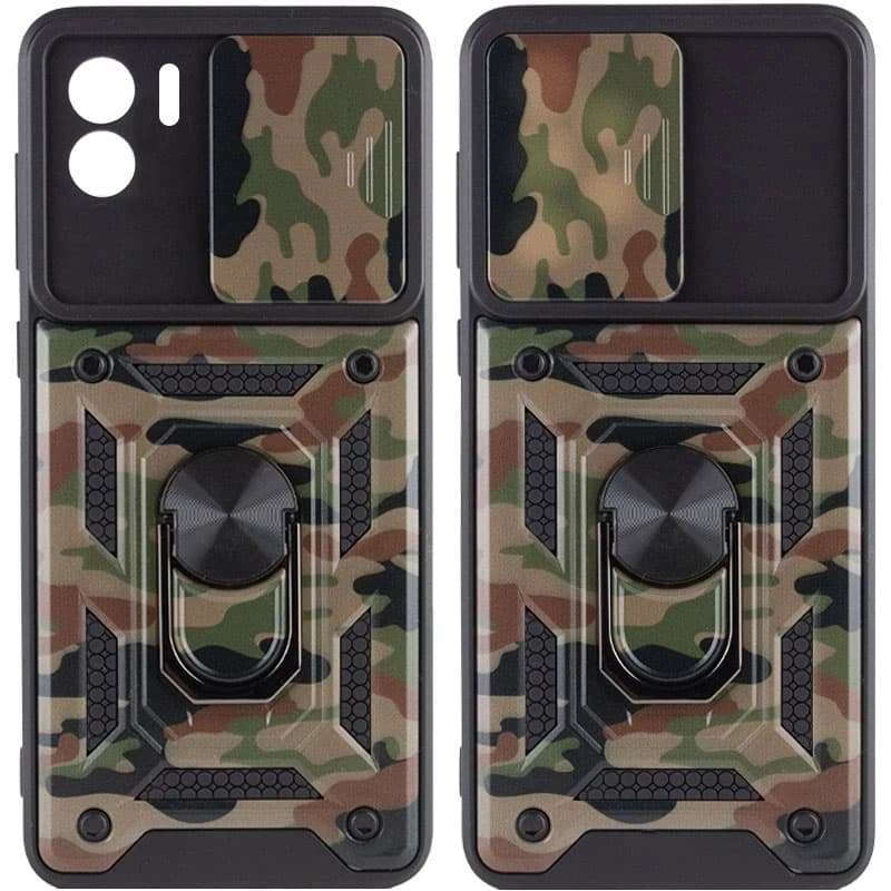 

Ударостійкий чохол камуфляж Serge Ring зi шторкою на камеру на Xiaomi Redmi A1 / A2 (Коричневий / Army Brown)