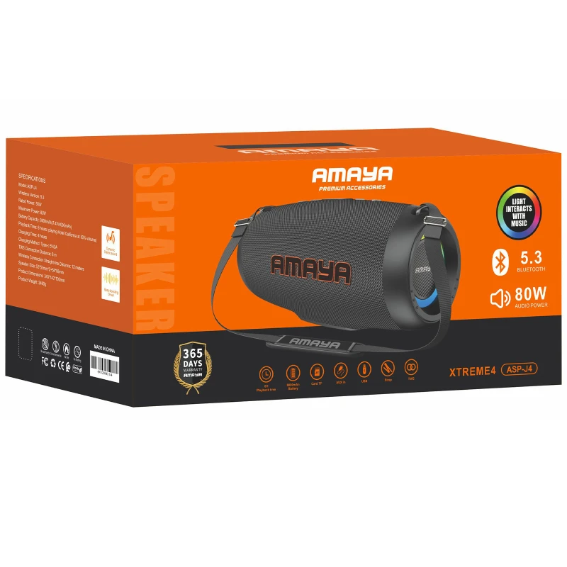 Bluetooth Колонка Amaya J4 Xtreme 80W – Black. Фото 2 з 2