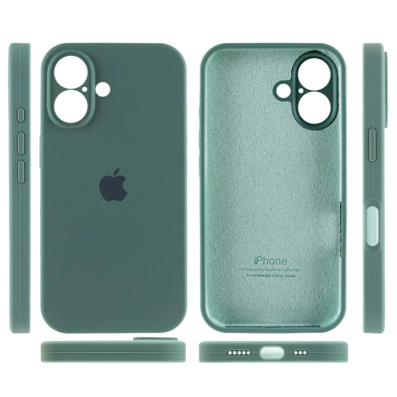 Чохол Silicone Case з захистом камери на Apple iPhone 16 Plus – Зелений / Pine green. Фото 5 з 8