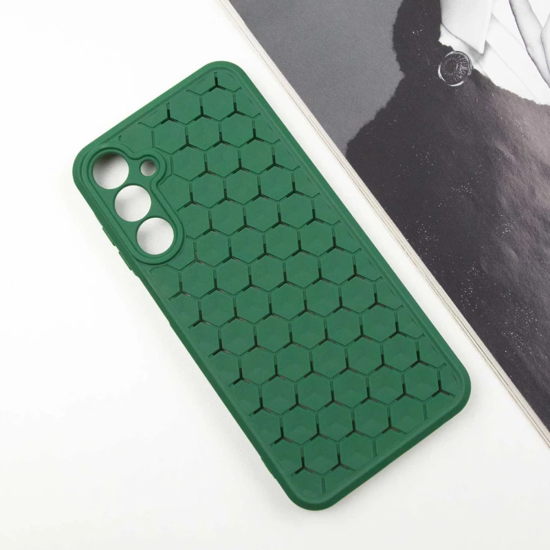 Силиконовый чехол сотами для Samsung Galaxy A25 5G – Зеленый / Cyprus Green. Фото 4 из 7
