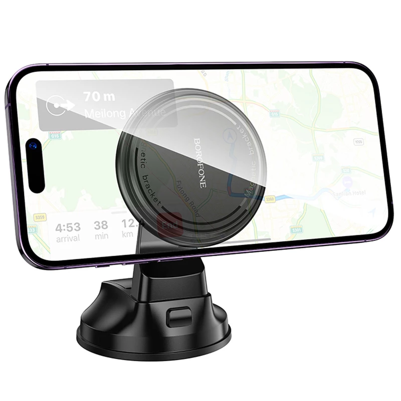 Автотримач Borofone BH136 Parker ring magnetic (center console) – Black. Фото 4 з 6