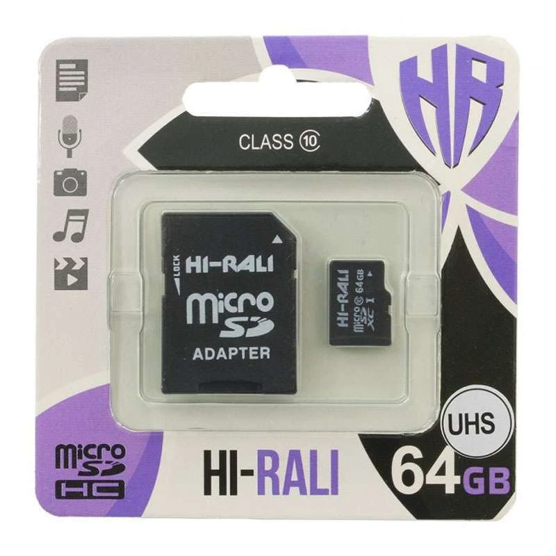 

Карта пам'яті Hi-Rali microSDXC (UHS-1) 64 GB Card Class 10 з адаптером