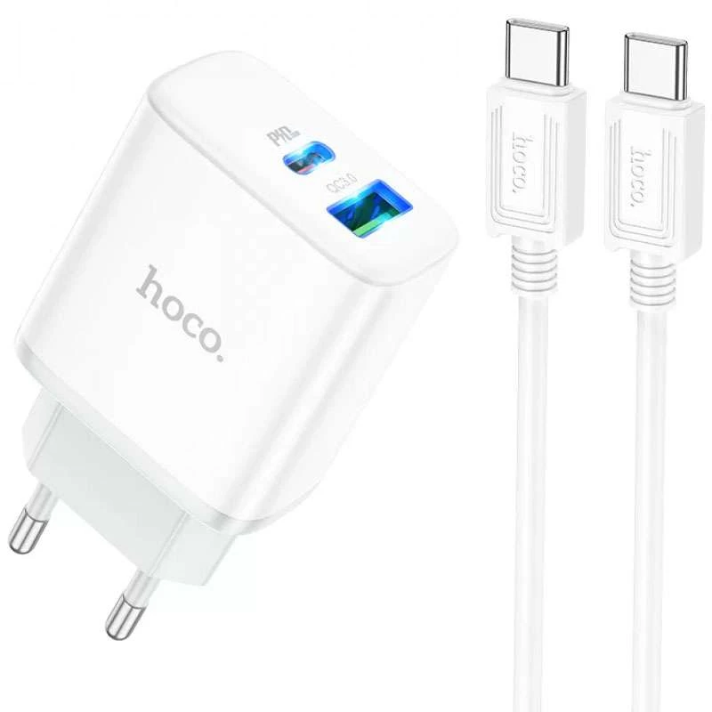 

СЗУ HOCO C105A Stage PD20W+QC3.0 + Type-C to Type-C (White)