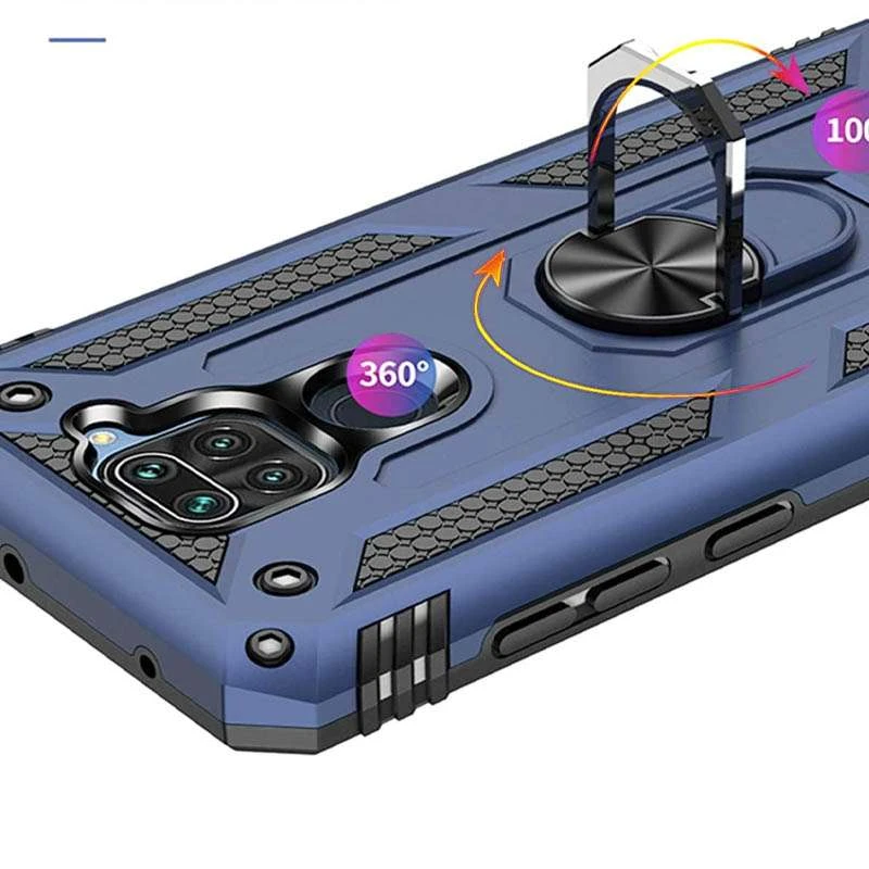 Противоударный чехол Serge Ring с кольцом для Xiaomi Redmi Note 9 / Redmi 10X – Темно-синий. Фото 3 из 6