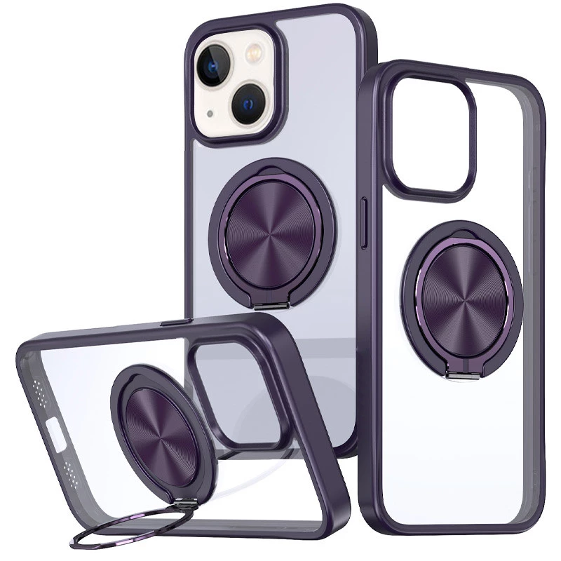 TPU+PC чехол с магнитом и кольцом для Apple iPhone 15 (6.1") – Темно-Фиолетовый. Фото 1 из 1