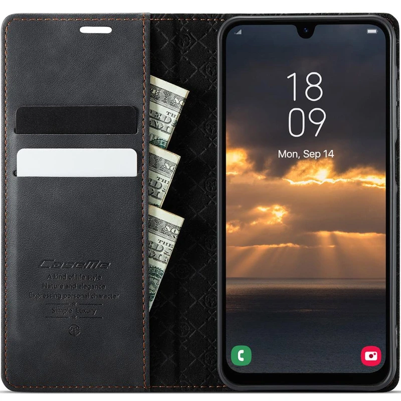 Кожаный чехол-книжка CaseMe Velvet Matte для Samsung Galaxy A56 5G – Black. Фото 4 из 5