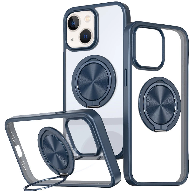 TPU+PC чехол с магнитом и кольцом для Apple iPhone 15 (6.1") – Синий. Фото 1 из 1