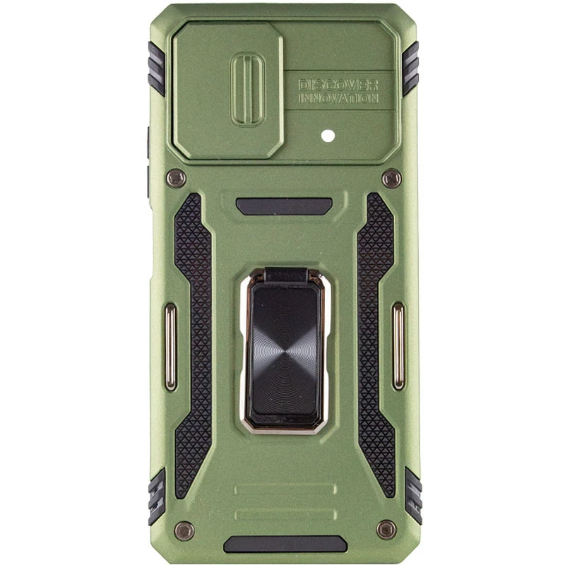 Ударостійкий чохол Square Ring зi шторкою на камеру на Xiaomi Poco F5 / Note 12 Turbo – Оливковий / Army Green. Фото 2 з 6
