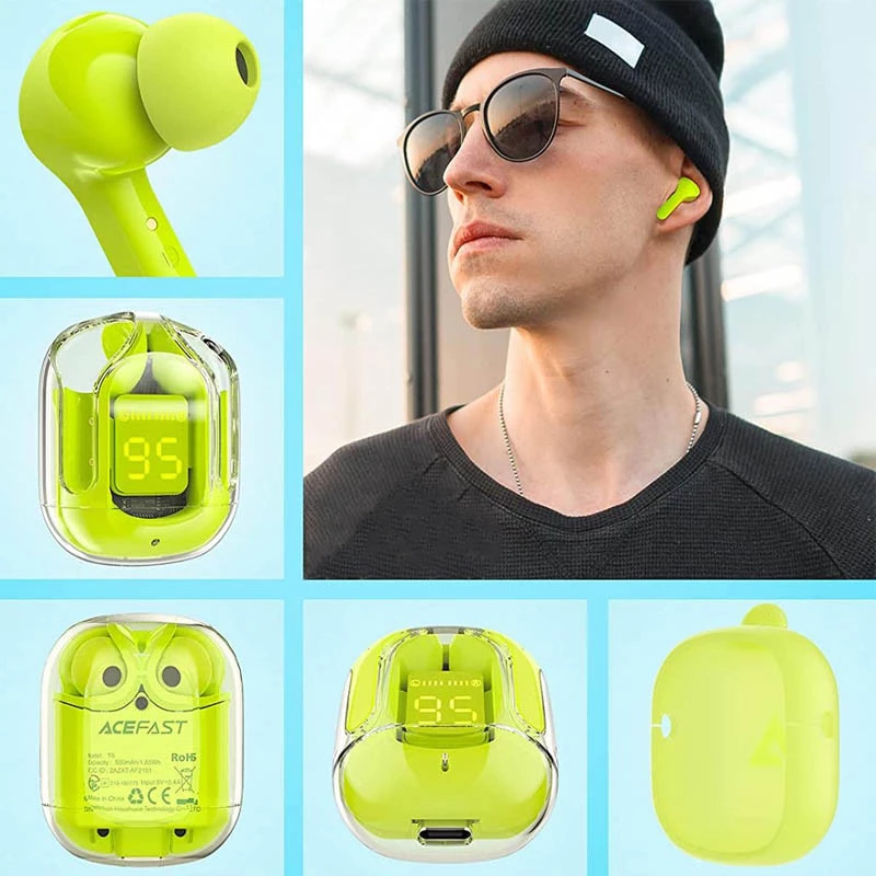 Беспроводные TWS наушники Acefast T6 (AFT6) – Youth Green. Фото 8 из 8