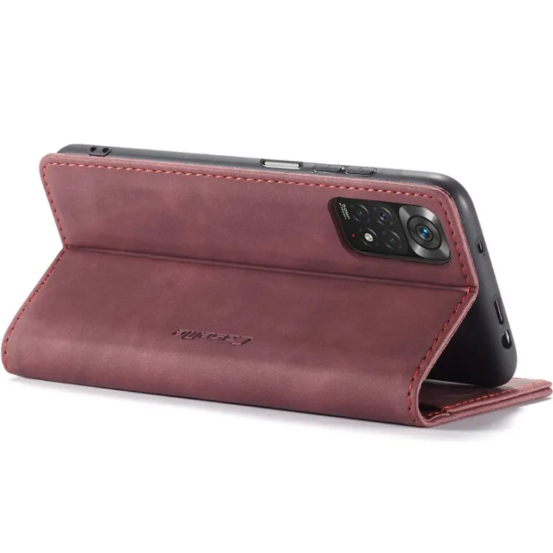 Кожаный чехол-книжка CaseMe Velvet Nubuck для Xiaomi Redmi Note 11 (Global) / Note 11S – Red. Фото 6 из 6
