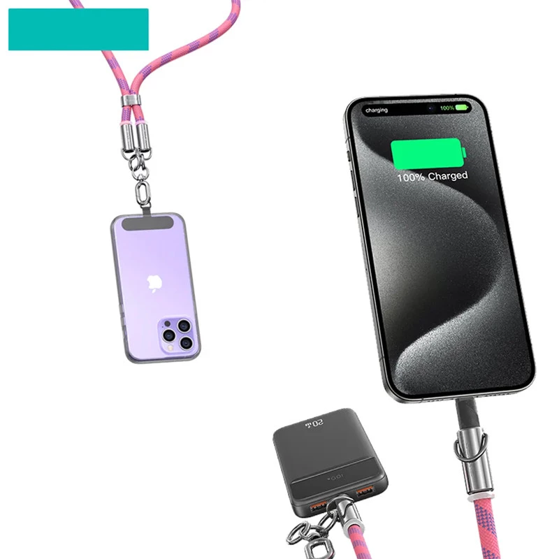 Дата кабель-шнурок Usams US-SJ745 Type-C to Type-C 60W (1.2m) – Pink. Фото 2 з 2