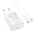 СЗУ Hoco C143A Benefit PD20W (1USB-C) + кабель Type-C to Lightning – White. Фото 3 из 8