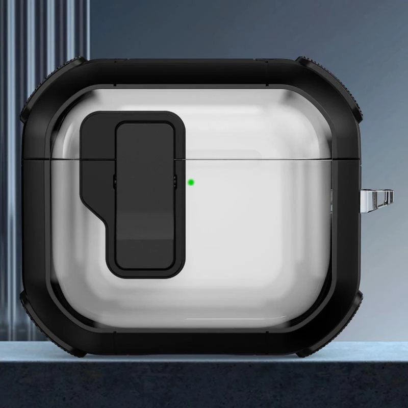 Футляр протиударний Locking Button для навушників Airpods 3 – Black. Фото 2 з 2