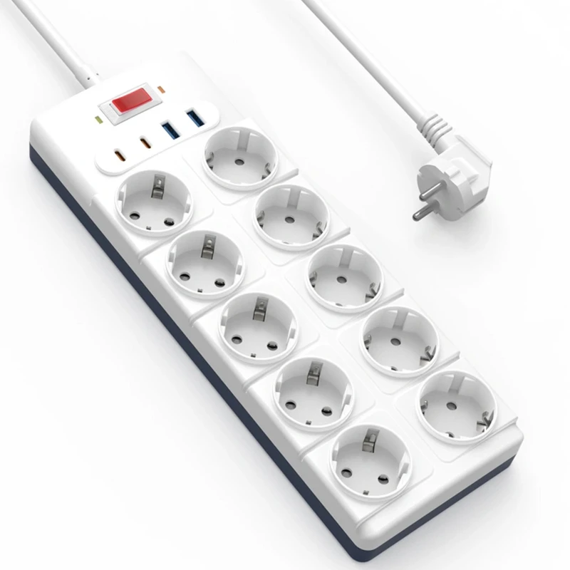 Подовжувач WIWU S008 Power Strip PD20W (2USB-A/2C/10xSocket) (2m) фото 1 з 1