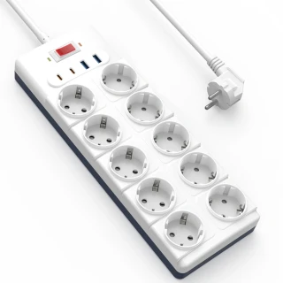 Подовжувач WIWU S008 Power Strip PD20W (2USB-A/2C/10xSocket) (2m) фото 1 з 4