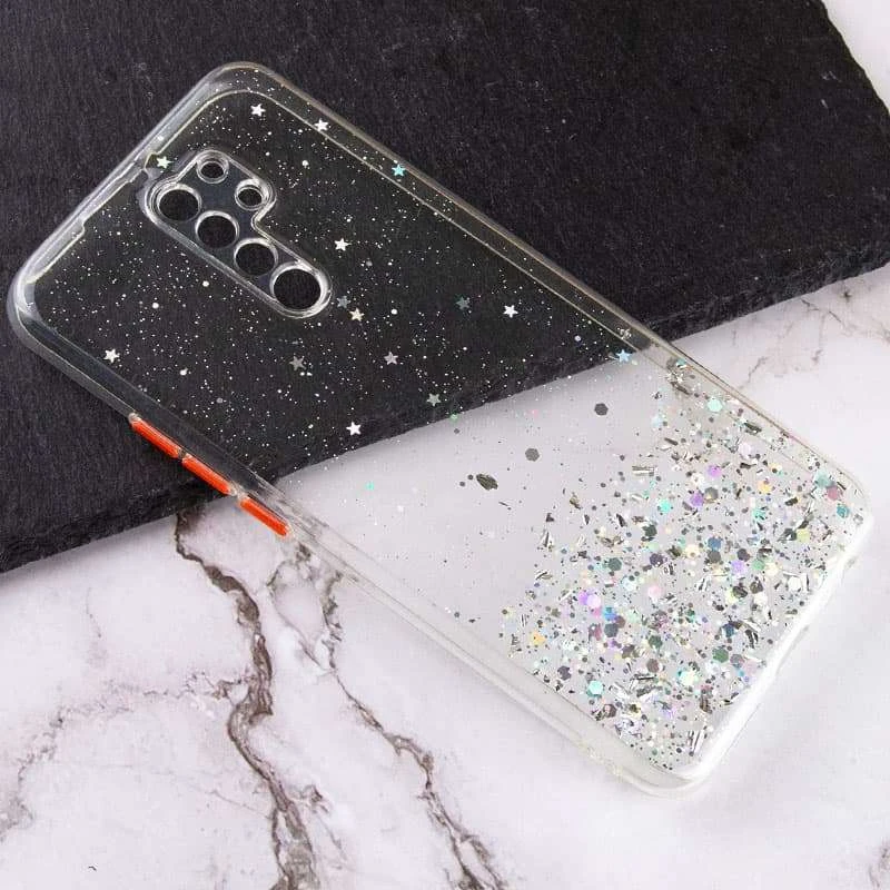 Чохол з блискітками та захистом камери на Xiaomi Redmi 9 – Прозорий. Фото 2 з 3