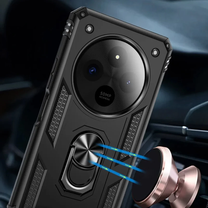 Протиударний чохол Serge Ring з кільцем на Xiaomi Poco C75 – Чорний. Фото 2 з 6