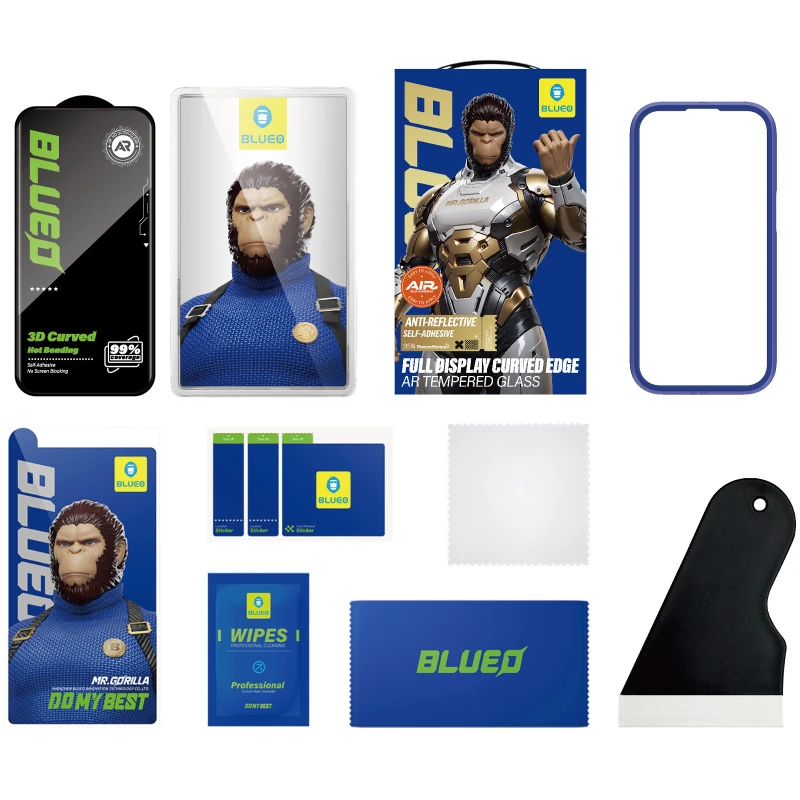 Захисне 3D скло Blueo Hot Bending AR Anti-Reflective для Apple iPhone 16 Pro Max – Чорний. Фото 3 з 4
