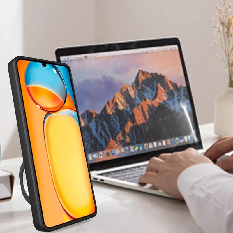 Ударостійкий чохол Bracket Ringstand із захисною шторкою для камери на Xiaomi Redmi Note 13 Pro 5G – silver. Фото 3 з 3