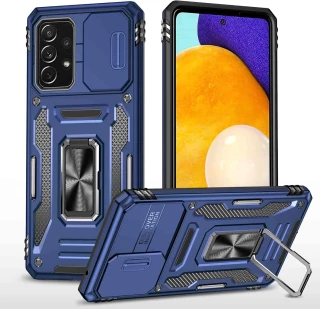 Ударостійкий чохол Square Ring зi шторкою на камеру на Samsung Galaxy A73 5G — Синій / Navy