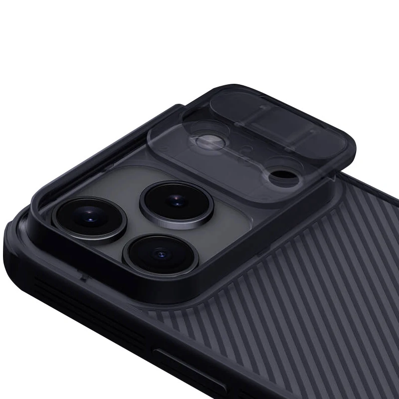 Карбоновая накладка Nillkin Pro со шторкой для камеры для Apple iPhone 17 Pro (6.3") – Transparent black. Фото 4 из 7