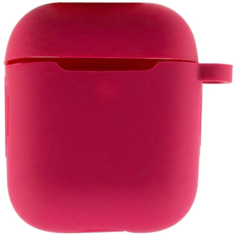 Силіконовий футляр New з карабіном для навушників Airpods 1/2 – Червоний / Rose Red. Фото 2 з 5