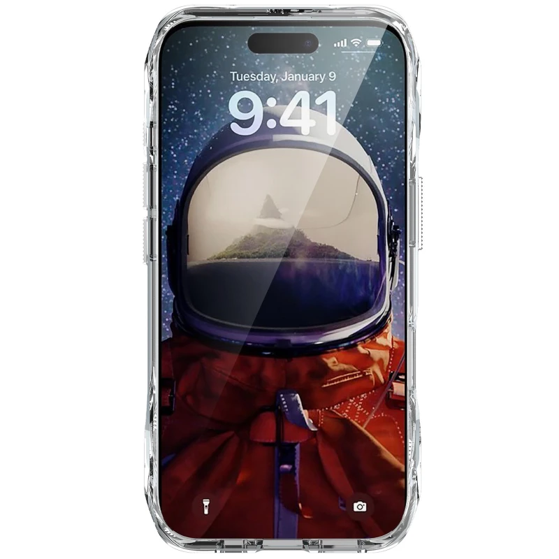 TPU+PC чехол Space Octagon MagSafe with aluminium ring для Apple iPhone 16 Pro – silver. Фото 3 из 3