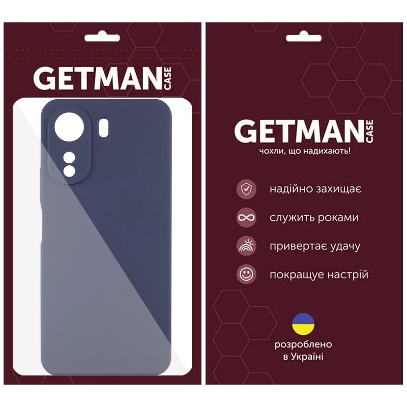 Кольоровий силіконовий чохол GETMAN на Xiaomi Poco C65 – Синій / Midnight Blue. Фото 13 з 14