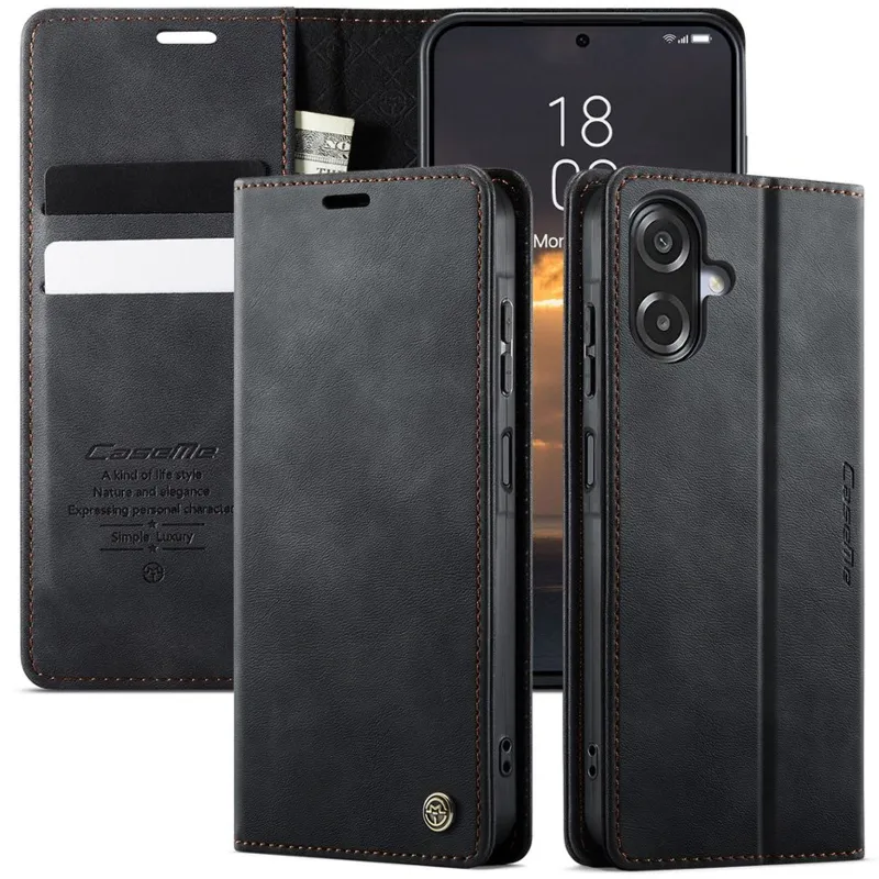 Шкіряний чохол-книжка CaseMe Nappa leather для Samsung Galaxy A06 – Black. Фото 5 з 10