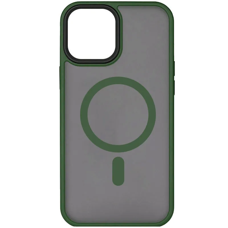 TPU+PC чохол Metal Buttons with Magnetic Fit для Apple iPhone 15 (6.1") – Зелений / Dark Green. Фото 1 з 1