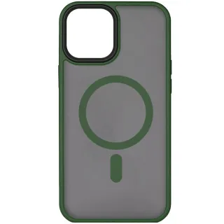 TPU+PC чехол Metal Buttons with Magnetic Fit для Apple iPhone 15 Pro Max (6.7") — Зеленый / Dark Green