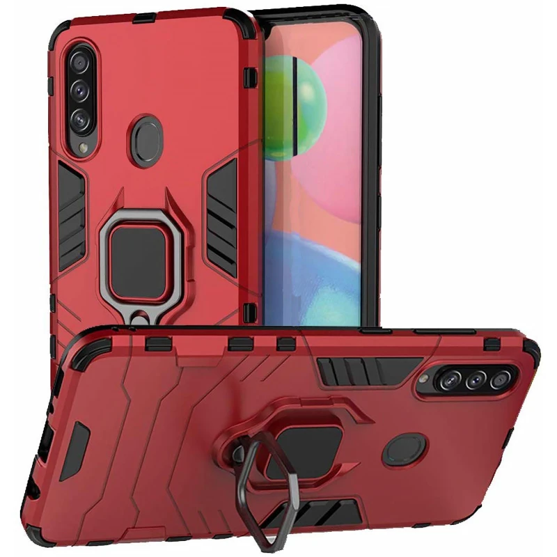 Протиударний чохол Transformer з кільцем на Samsung Galaxy A20s – Червоний / Dante Red. Фото 1 з 4