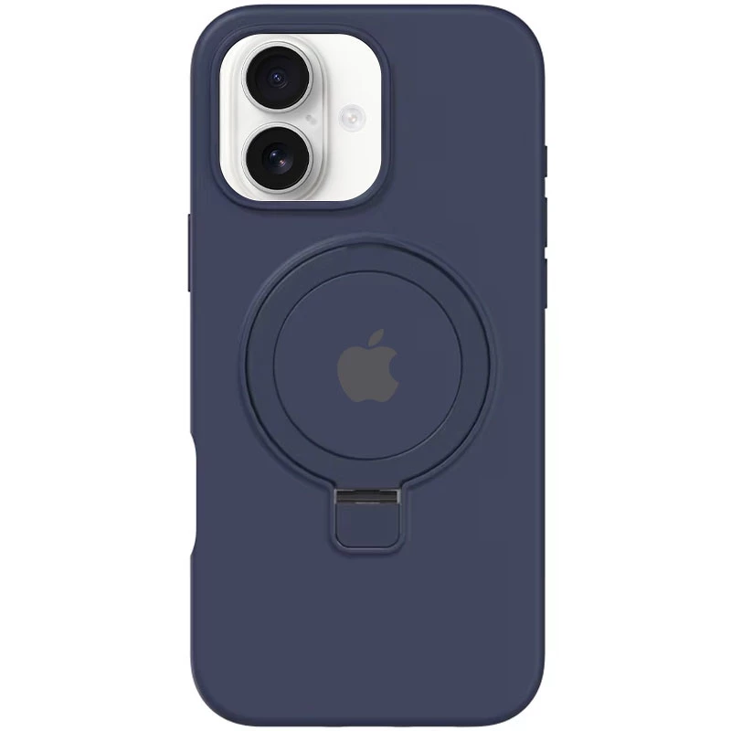 Силіконовий чохол Full Protective з кільцем-тримачем Apple iPhone 16 – Dark Blue. Фото 2 з 3