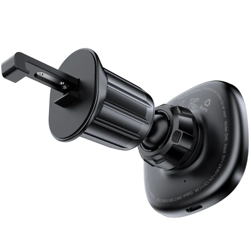 Автотримач з БЗП Acefast D46 QI2 Magnetic Charging 15W (air outlet) – Black. Фото 3 з 5