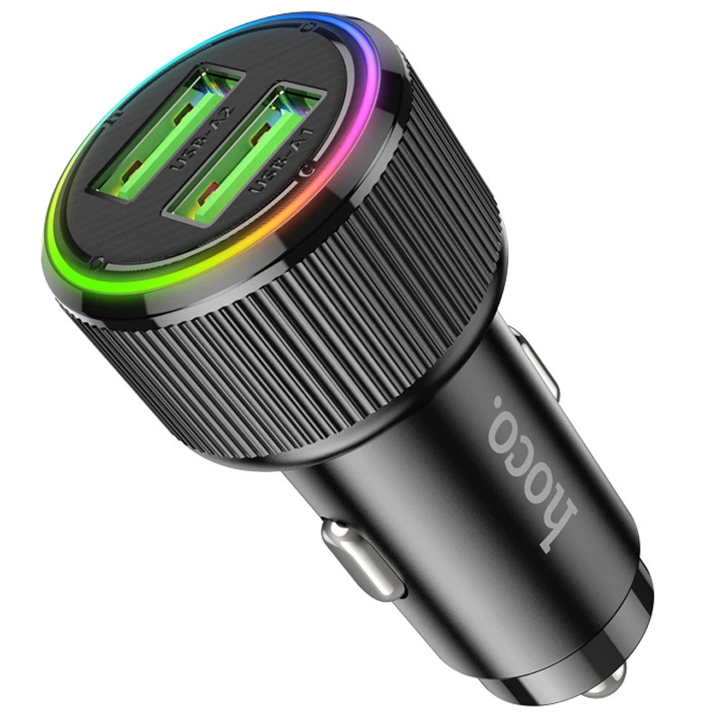 АЗП Hoco NZ14 Guerrero QC3.0 18W total 38W (2USB-A) – Black. Фото 3 з 8