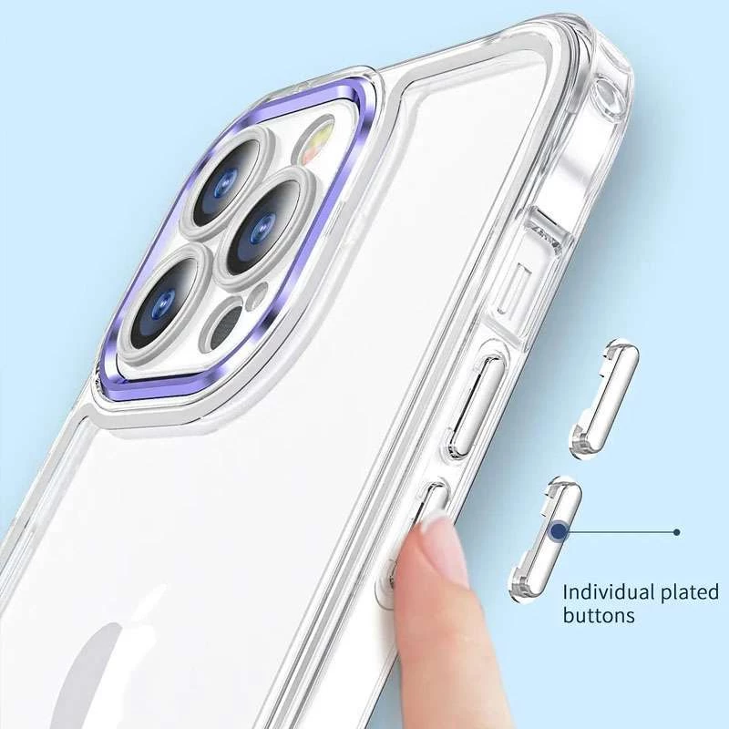 TPU+PC чехол з кольоровою окантовкою камери на Apple iPhone 12 Pro Max (6.7") – Прозорий / Фіолетовий. Фото 3 з 4