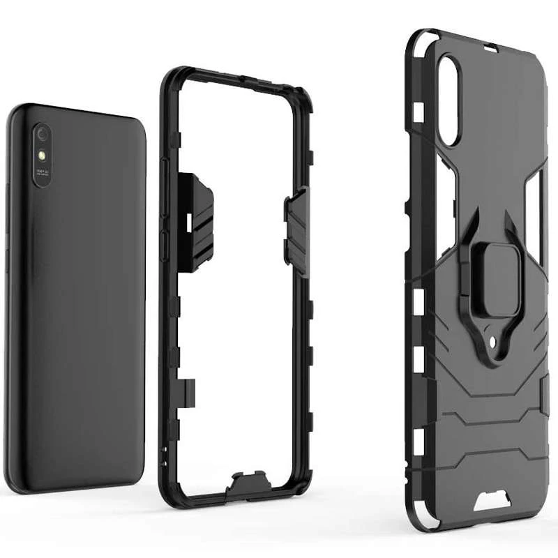 Протиударний чохол Transformer з кільцем на Xiaomi Redmi 9A – Чорний / Soul Black. Фото 5 з 5