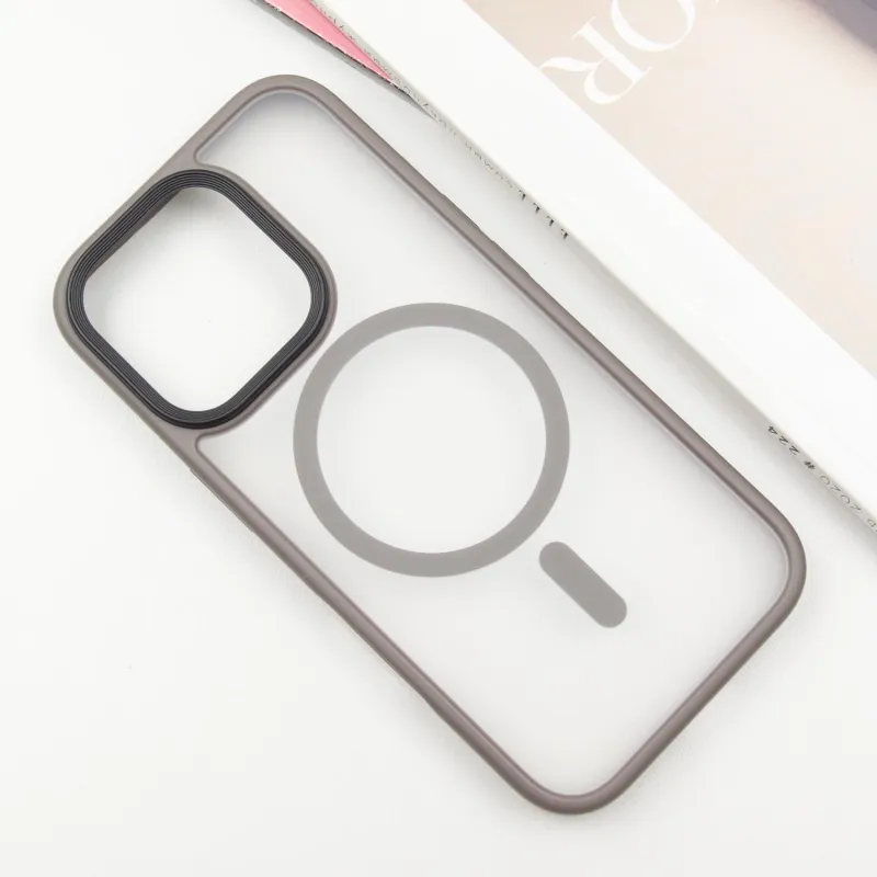 TPU+PC чохол Metal Buttons with Magnetic Fit для Apple iPhone 16 Pro – Сірий / Grey. Фото 2 з 6