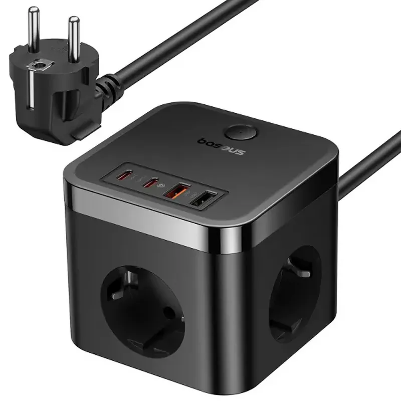 Подовжувач Baseus PowerCombo PD30W+QC3.0 (2USB-A/2C/2Socket) (1.5m) (BPS30) фото 1 з 1