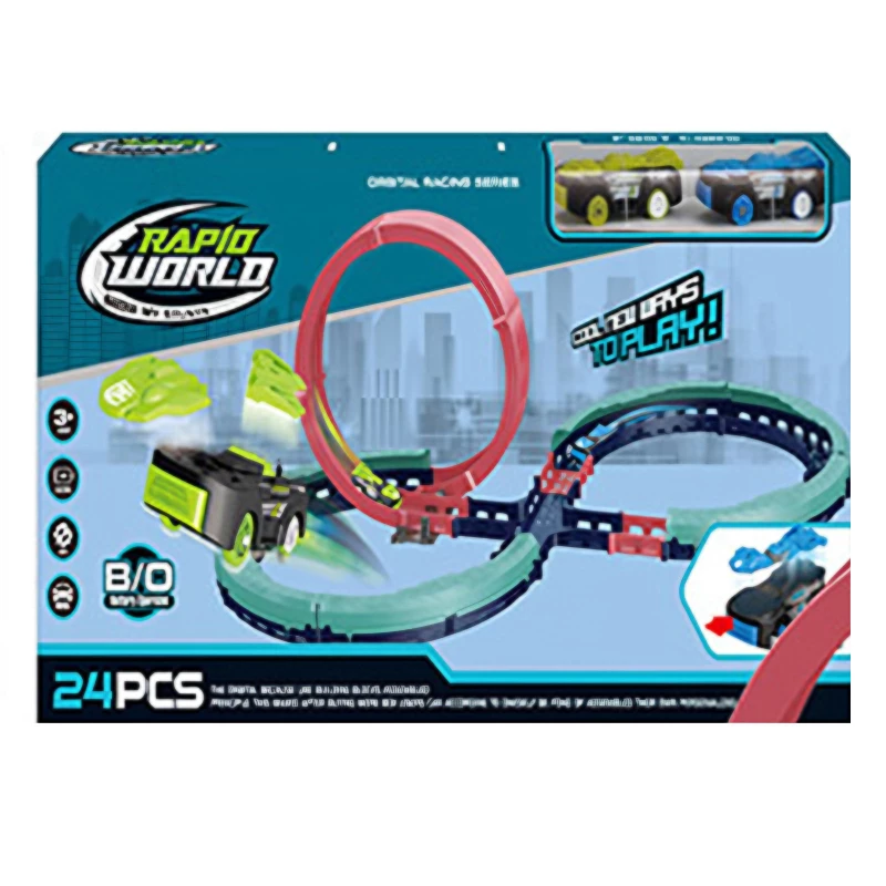 Інтерактивний трек з інерційною машинкою SHT 6688-509 (24pcs/2CAR) – Blue. Фото 2 з 2