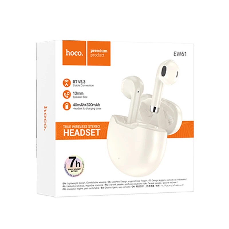Бездротові TWS навушники Hoco EW61 June – Milky White. Фото 4 з 4