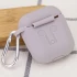 Силіконовий футляр для навушників Airpods Slim Logo + карабін – Сірий / Lavender. Фото 3 з 3