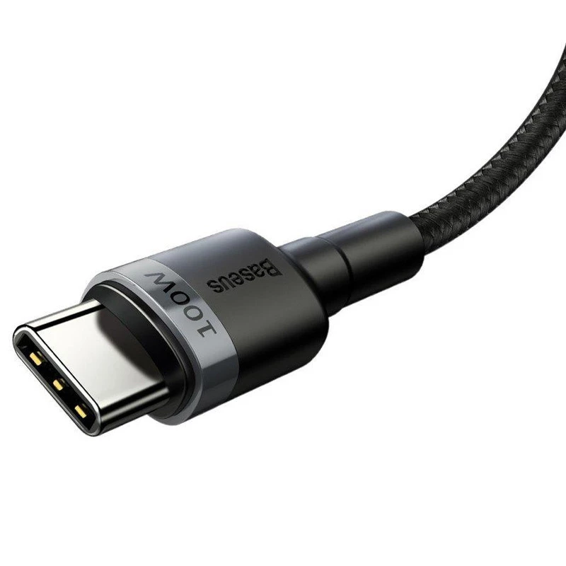 Дата кабель Baseus Cafule Type-C to Type-C PD2.0 100W (2m) (CATKLF-AL) – Gray / Black. Фото 3 з 5
