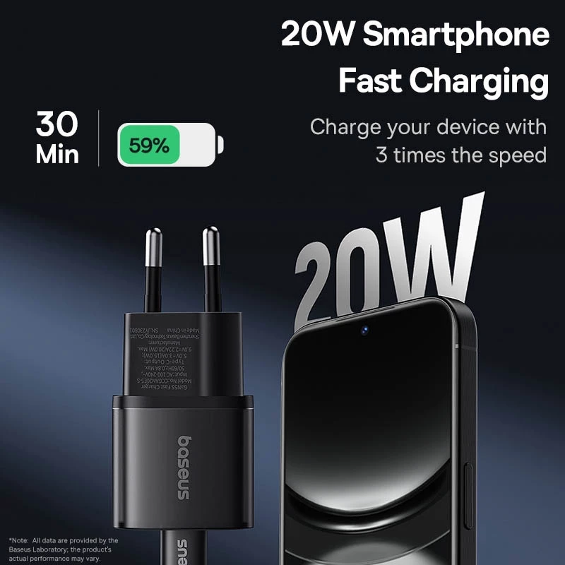 СЗУ Baseus GaN5S OS 1C 20W (P10162503) – Cluster Black. Фото 4 из 8