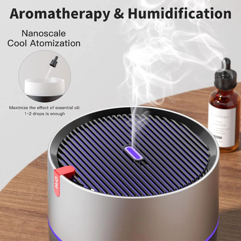 Зволожувач повітря з підсвічуванням WX107 Type-C/5V USB 230ml – Black. Фото 3 з 7