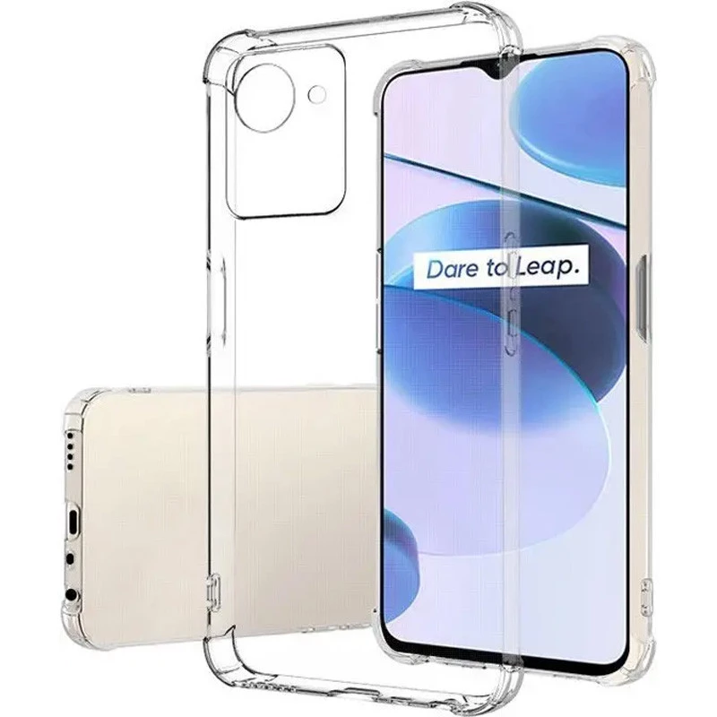 Ультратонкий силіконовий чохол GETMAN з критими бортами та камерою для Realme C30s – Безбарвний (прозорий). Фото 2 з 5