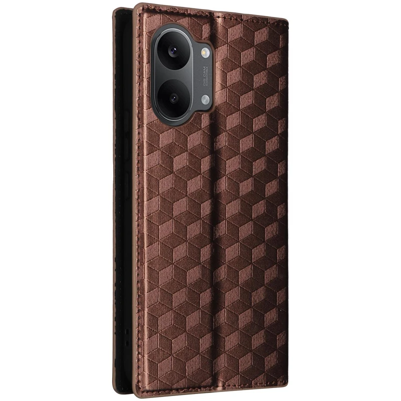 Кожаный чехол-книжка Rhombus Book для Xiaomi Poco X8 Pro Max – Brown. Фото 4 из 5