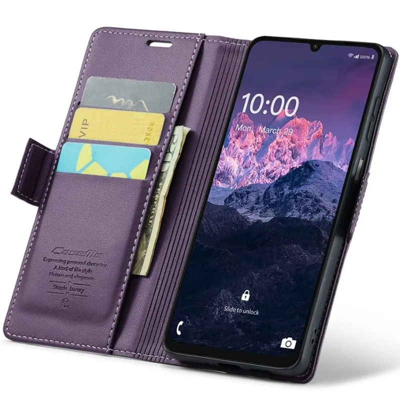Шкіряний чохол-книжка CaseMe Nappa leather для Xiaomi Redmi Note 11 (Global) / Note 11S – Purple. Фото 8 з 10